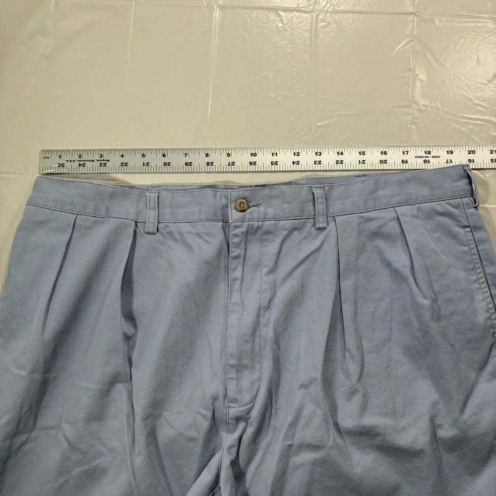 VTG Polo Ralph Lauren Tyler Short 40 Mens Shorts Light Blue Pleated Cotton Chino